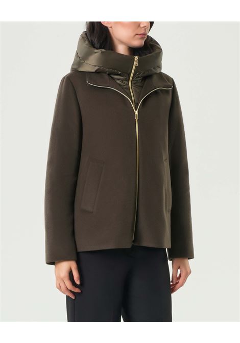 Giaccone Sorriso in Panno Soft Imbottito con Cappuccio cachi EMME DI MARELLA | Piumino | SORRISO009