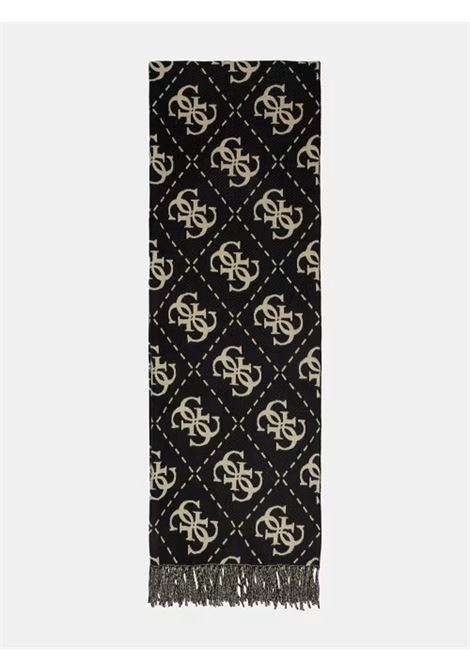 Sciarpa Mogly  Nera con Monogram All-Over e Frange GUESS | Sciarpa | AW5217VIS03BLO
