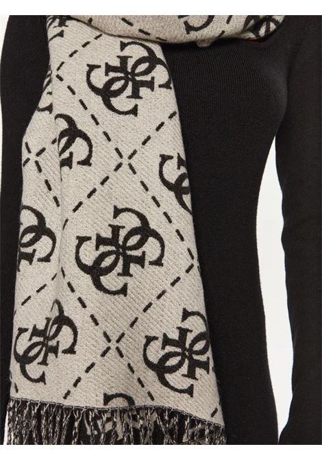Sciarpa Mogly  Nera con Monogram All-Over e Frange GUESS | Sciarpa | AW5217VIS03BLO
