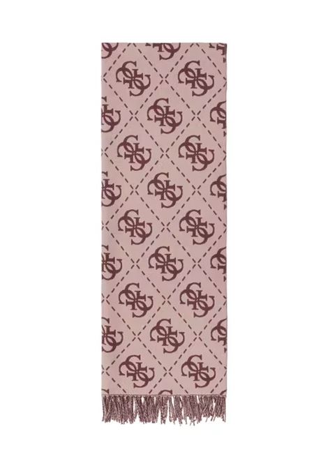 Sciarpa Mogly  vinaccio con Monogram All-Over e Frange GUESS | Sciarpa | AW5217VIS03GRP