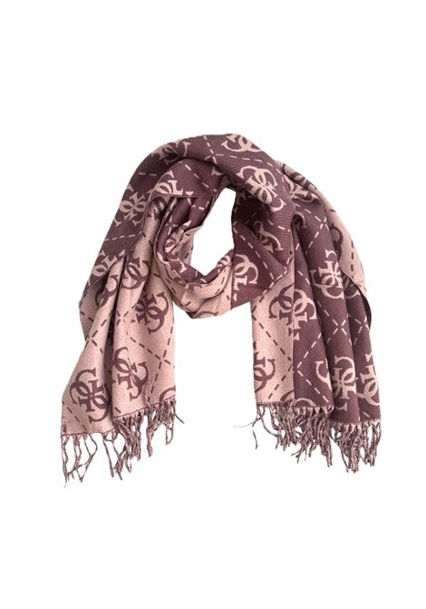 Sciarpa Mogly  vinaccio con Monogram All-Over e Frange GUESS | Sciarpa | AW5217VIS03GRP