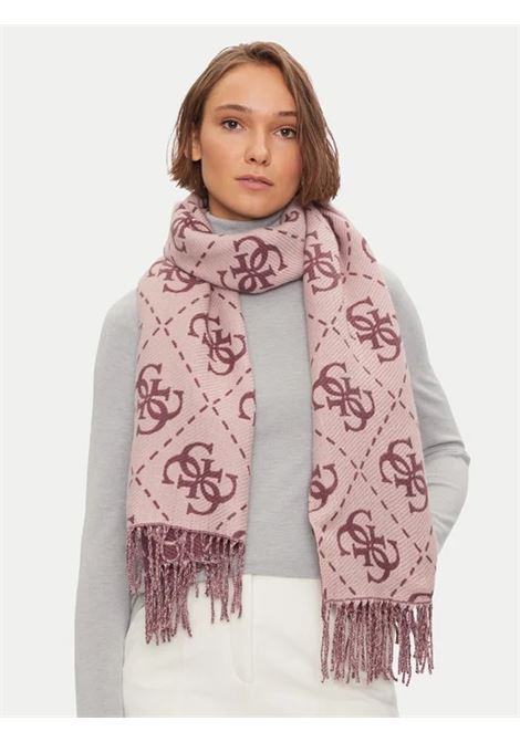 Sciarpa Mogly  vinaccio con Monogram All-Over e Frange GUESS | Sciarpa | AW5217VIS03GRP