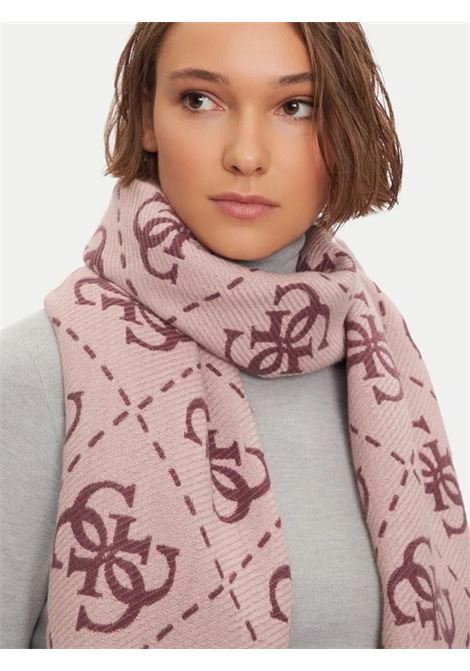 Sciarpa Mogly  vinaccio con Monogram All-Over e Frange GUESS | Sciarpa | AW5217VIS03GRP
