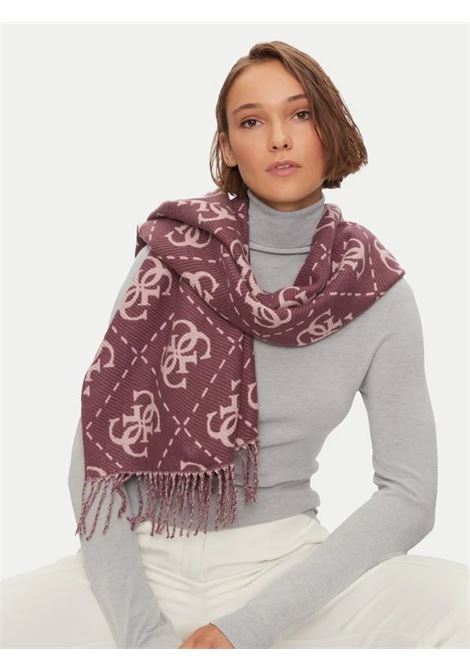Sciarpa Mogly  vinaccio con Monogram All-Over e Frange GUESS | Sciarpa | AW5217VIS03GRP