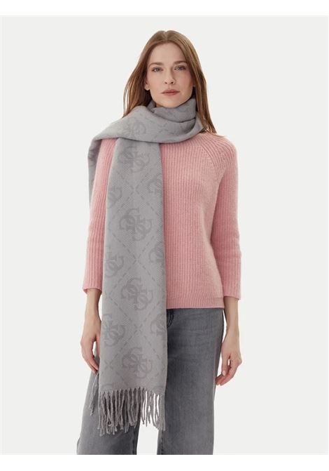 Sciarpa Mogly  grigia con Monogram All-Over e Frange GUESS | Sciarpa | AW5217VIS03GRY