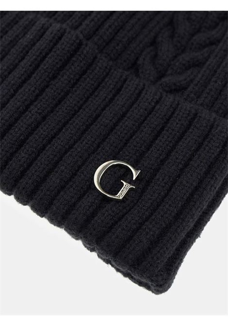 Cappello Knitted Beanie Nero in Maglia a Coste con Lettera G GUESS | Cappello | AW5381POL01BLA