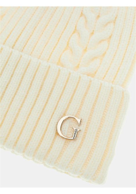Cappello Knitted Beanie bianco in Maglia a Coste con Lettera G GUESS | Cappello | AW5381POL01WHITE