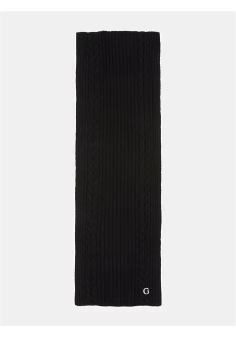 Sciarpa Nera in Maglia a Coste con Lettera G Ricamata GUESS | Sciarpa | AW5383POL03BLA