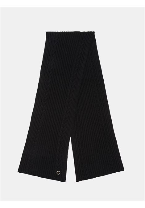 Sciarpa Nera in Maglia a Coste con Lettera G Ricamata GUESS | Sciarpa | AW5383POL03BLA