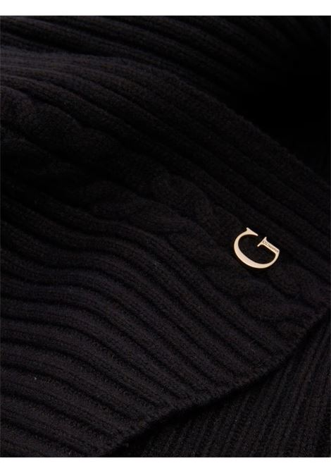 Sciarpa Nera in Maglia a Coste con Lettera G Ricamata GUESS | Sciarpa | AW5383POL03BLA