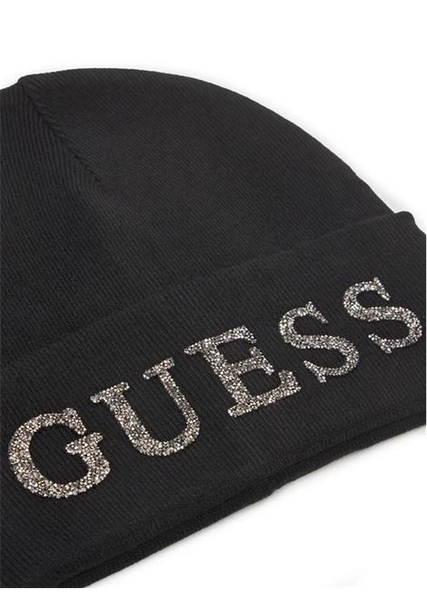 Cappello Guess Nero in Maglia con Logo Strass GUESS | Cappello | AW5398POL01BLA