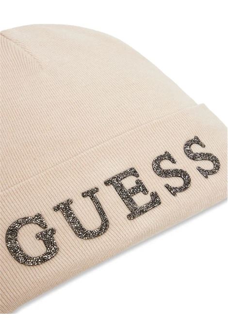 Cappello Guess color pietra in Maglia con Logo Strass GUESS | Cappello | AW5398POL01STO