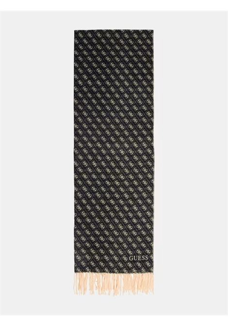 Sciarpa Nera con Monogram Beige e Frange GUESS | Sciarpa | AW5423POL03BLA