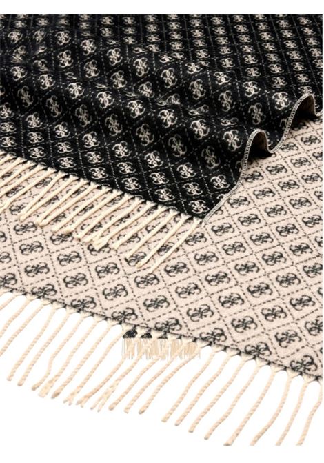 Sciarpa Nera con Monogram Beige e Frange GUESS | Sciarpa | AW5423POL03BLA