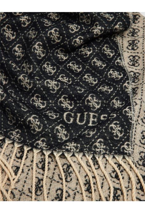 Sciarpa Nera con Monogram Beige e Frange GUESS | Sciarpa | AW5423POL03BLA