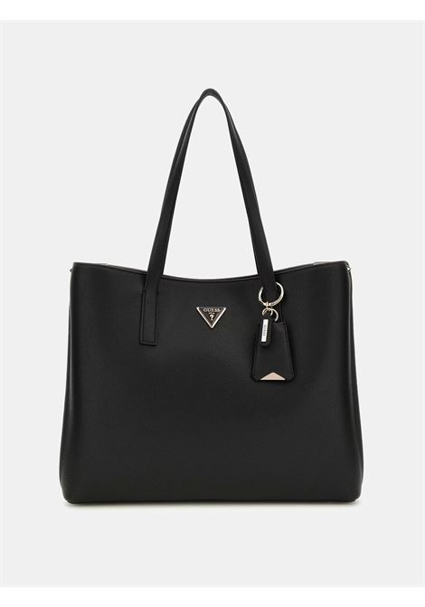 Shopper Meridian II Girlfriend Tote Nera in Similpelle con Charm GUESS | Borsa | HWBG6974230BLA