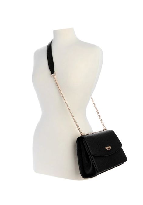 Borsa a Tracolla Calista Convertible Xbody Nera in con Catena Oro GUESS | Borsa | HWBG7334210BLA