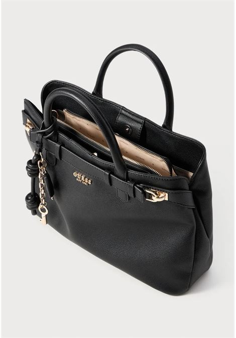 Borsa Gregoria LRG Girlfriend Satchel Nera con Dettagli Dorati GUESS | Borsa | HWBG8546070BLA