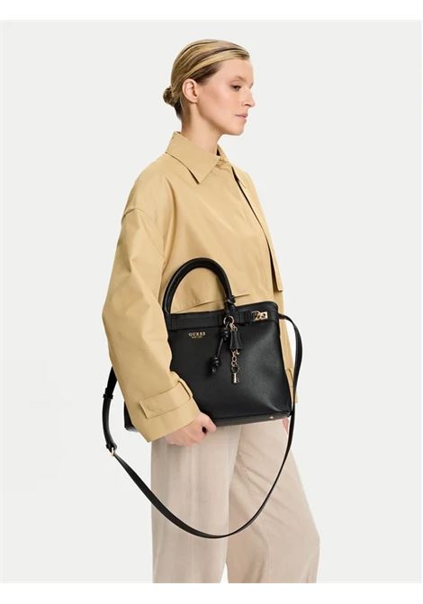Borsa Gregoria LRG Girlfriend Satchel Nera con Dettagli Dorati GUESS | Borsa | HWBG8546070BLA
