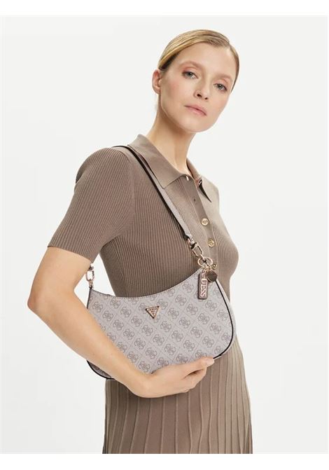 Borsa a spalla Noelle II Top Zip Shoulder Bag Dark Taupe con Logo GUESS | Borsa | HWBG9672180DKO