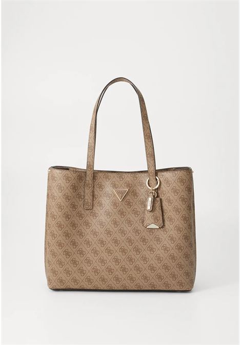 Borsa shopper Meridian II Girlfriend Tote Latte con Logo All-Over GUESS | Borsa | HWSG6974230LTL