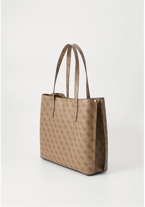 Borsa shopper Meridian II Girlfriend Tote Latte con Logo All-Over GUESS | Borsa | HWSG6974230LTL