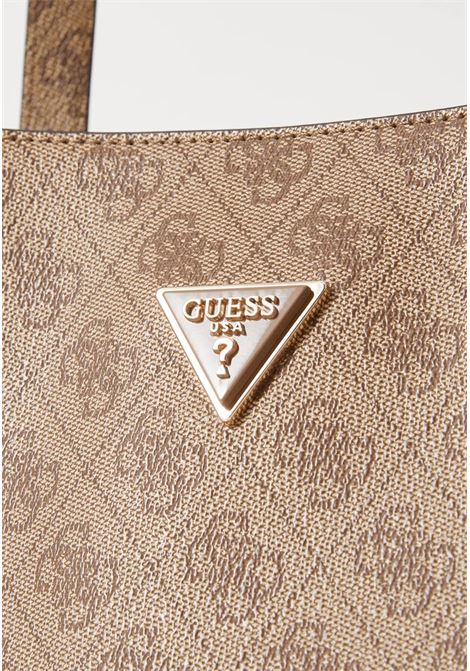 Borsa shopper Meridian II Girlfriend Tote Latte con Logo All-Over GUESS | Borsa | HWSG6974230LTL