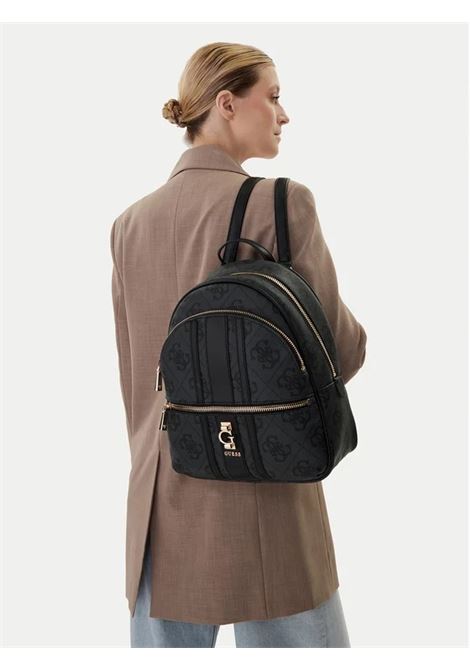 Zaino Erenia 4G Nero in Similpelle con Logo All-Over e Dettagli Oro GUESS | Zaino | HWSO7838330CLO
