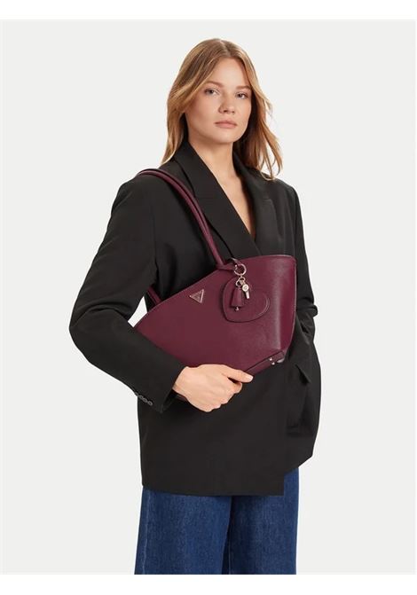 Borsa a spalla color vino Bolena con Charm Cuore e Logo GUESS | Borsa | HWZG9207090WIN