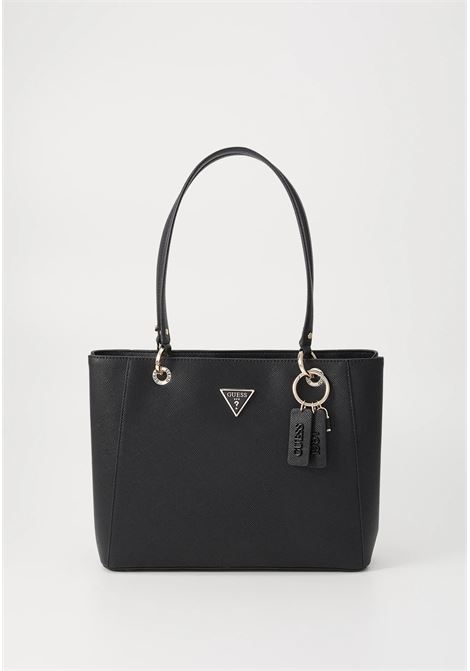 Borsa Tote Noelle II Nera in Saffiano con Charm Logato GUESS | Borsa | HWZG9672250BLA
