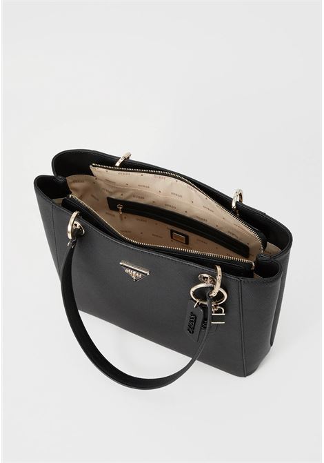 Borsa Tote Noelle II Nera in Saffiano con Charm Logato GUESS | Borsa | HWZG9672250BLA