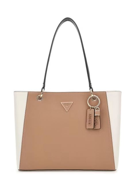 Borsa Tote Noelle II marrone multicolor in Saffiano con Charm Logato GUESS | Borsa | HWZG9672250TNM