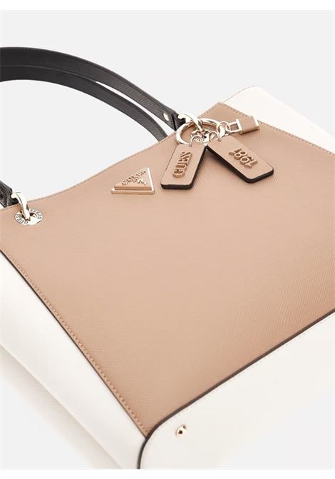 Borsa Tote Noelle II marrone multicolor in Saffiano con Charm Logato GUESS | Borsa | HWZG9672250TNM