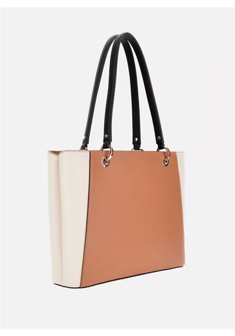 Borsa Tote Noelle II marrone multicolor in Saffiano con Charm Logato GUESS | Borsa | HWZG9672250TNM