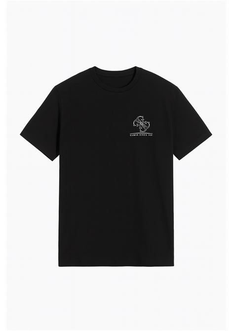 T-shirt Nera da Uomo in Cotone con Maxi Logo bianco GUESS | T-shirt m/m | M5B156KBZV1JBLK