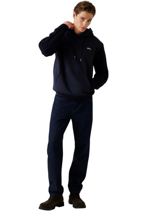 Guess Contrast Sleeves Hoodie blu con Cappuccio GUESS | Felpa | M5BQ15K0981G7V2