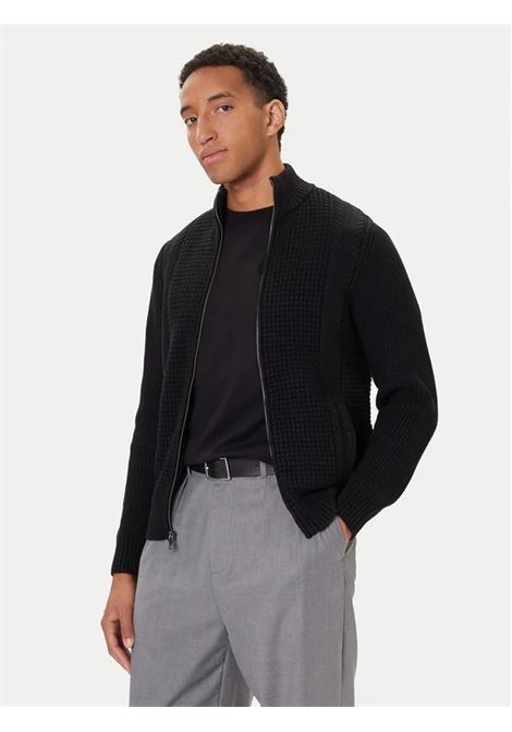 Cardigan Nero LS Waffle Zip Ryder con lavorazione a Nido dApe GUESS | Cardigan | M5BR40Z2ZK2JBLK