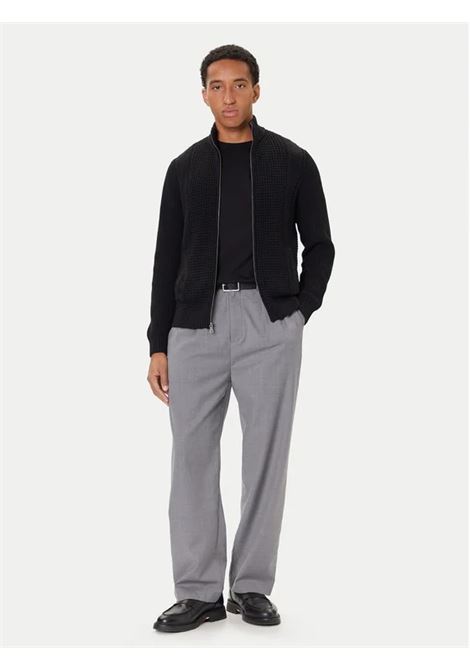 Cardigan Nero LS Waffle Zip Ryder con lavorazione a Nido dApe GUESS | Cardigan | M5BR40Z2ZK2JBLK