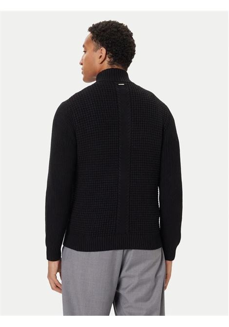Cardigan Nero LS Waffle Zip Ryder con lavorazione a Nido dApe GUESS | Cardigan | M5BR40Z2ZK2JBLK