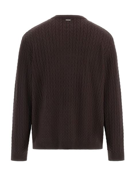Maglione Marrone LS Ivan Chevron Girocollo con Motivo Chevron GUESS | Maglia | M5BR41Z2ZK2G1H3