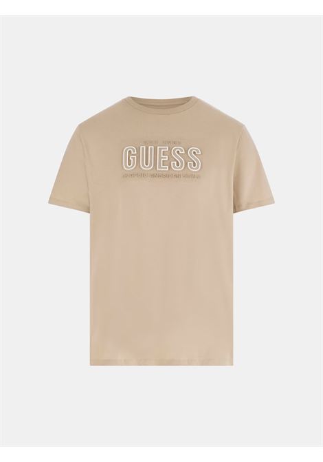 T-shirt Beige con Logo Guess a Sbalzo e Vestibilità Regular GUESS | T-shirt | M5YI44KBW41F10M