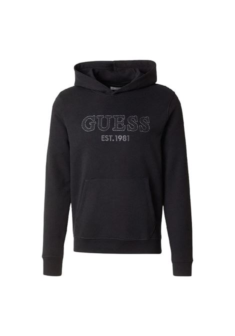 Felpa con Cappuccio Beau nera con Logo Ricamato GUESS | Felpa | M5YQ36KCN01JBLK