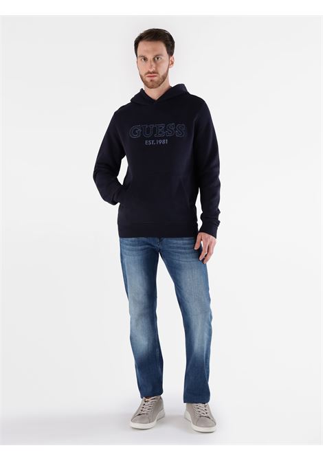 Felpa con Cappuccio Beau nera con Logo Ricamato GUESS | Felpa | M5YQ36KCN01JBLK