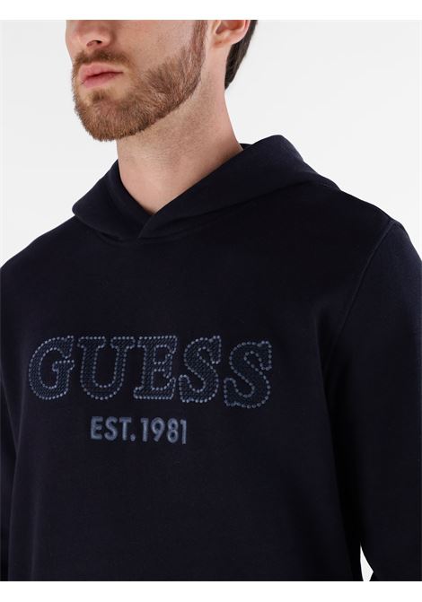 Felpa con Cappuccio Beau nera con Logo Ricamato GUESS | Felpa | M5YQ36KCN01JBLK