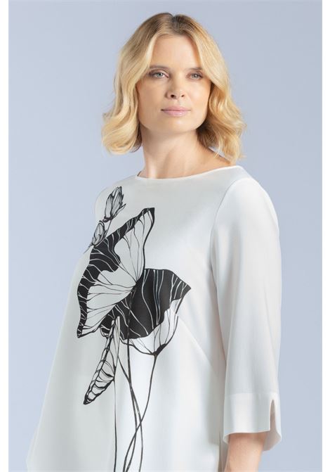 Blusa Performance bianco latte con Stampa Floreale e Maniche 3/4 LUISA VIOLA | Blusa | 2183F001808N002