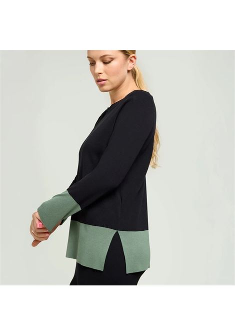 Maglia Nera e Verde con Maniche Lunghe e Fondo a Contrasto LUISA VIOLA | Maglia | M531L0079010A1