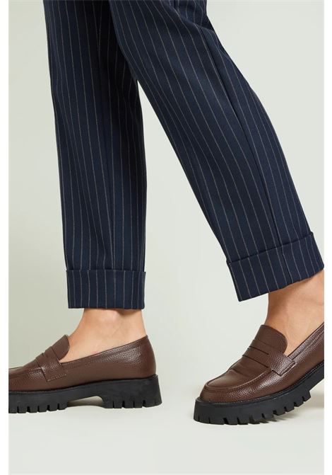 Pantaloni Chinos Gessati Blu in Tessuto Stretch LUISA VIOLA | Pantalone | P029F001857N041
