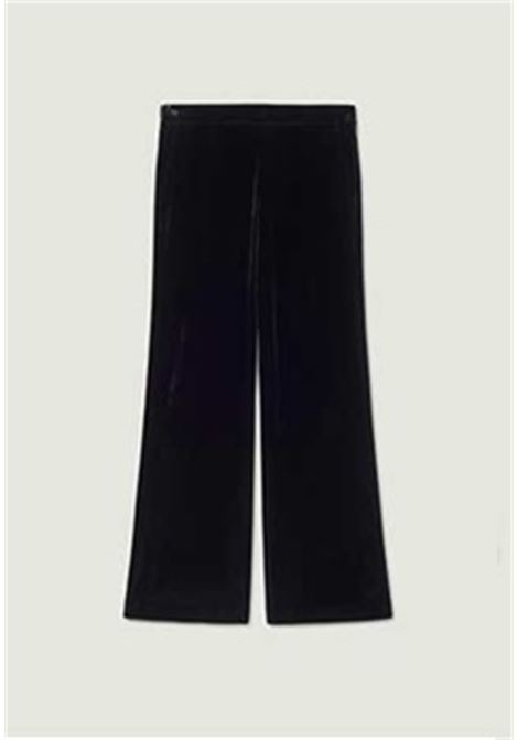 Pantalone in Velluto Nero con Gamba Larga LUISA VIOLA | Pantalone | P873F001882N033
