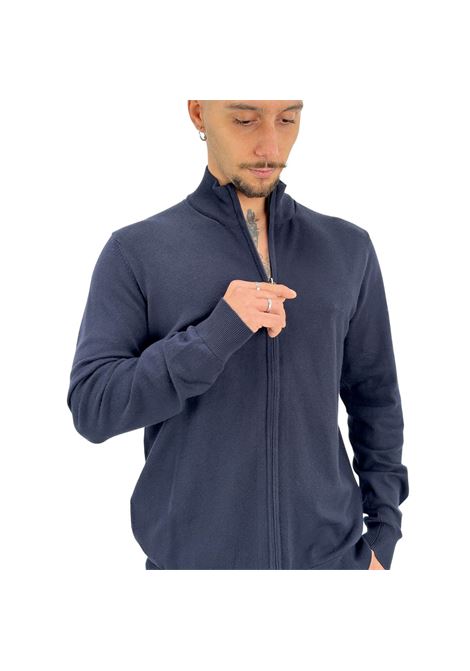 Maglia con zip da uomo blu in filato finezza 12 Viscose Blend MARK-UP | Maglia | MK20016BLU