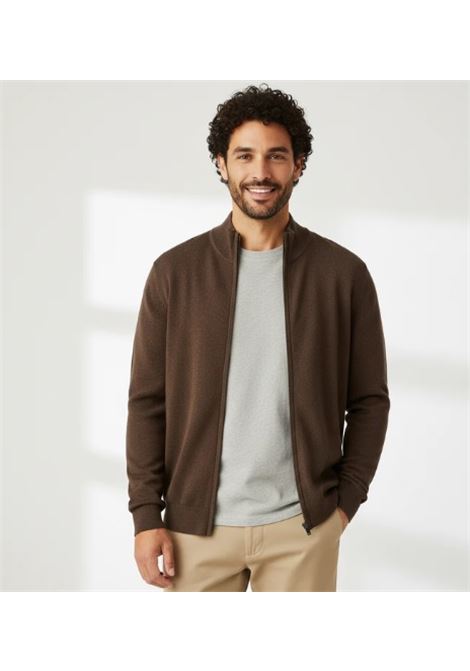 Maglia con zip da uomo tortora in filato finezza 12 Viscose Blend MARK-UP | Maglia | MK20016TORTORA